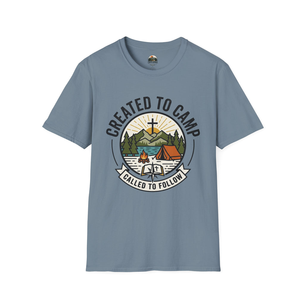 Created to Camp T-Shirt — Christian Camping Graphic Tee ("Called to Follow")