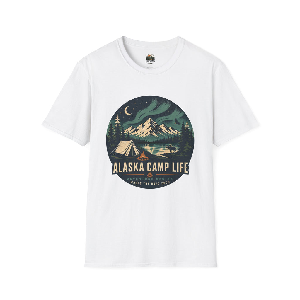 Alaska Camp Life T-Shirt — Northern Lights Mountain Camping Tee