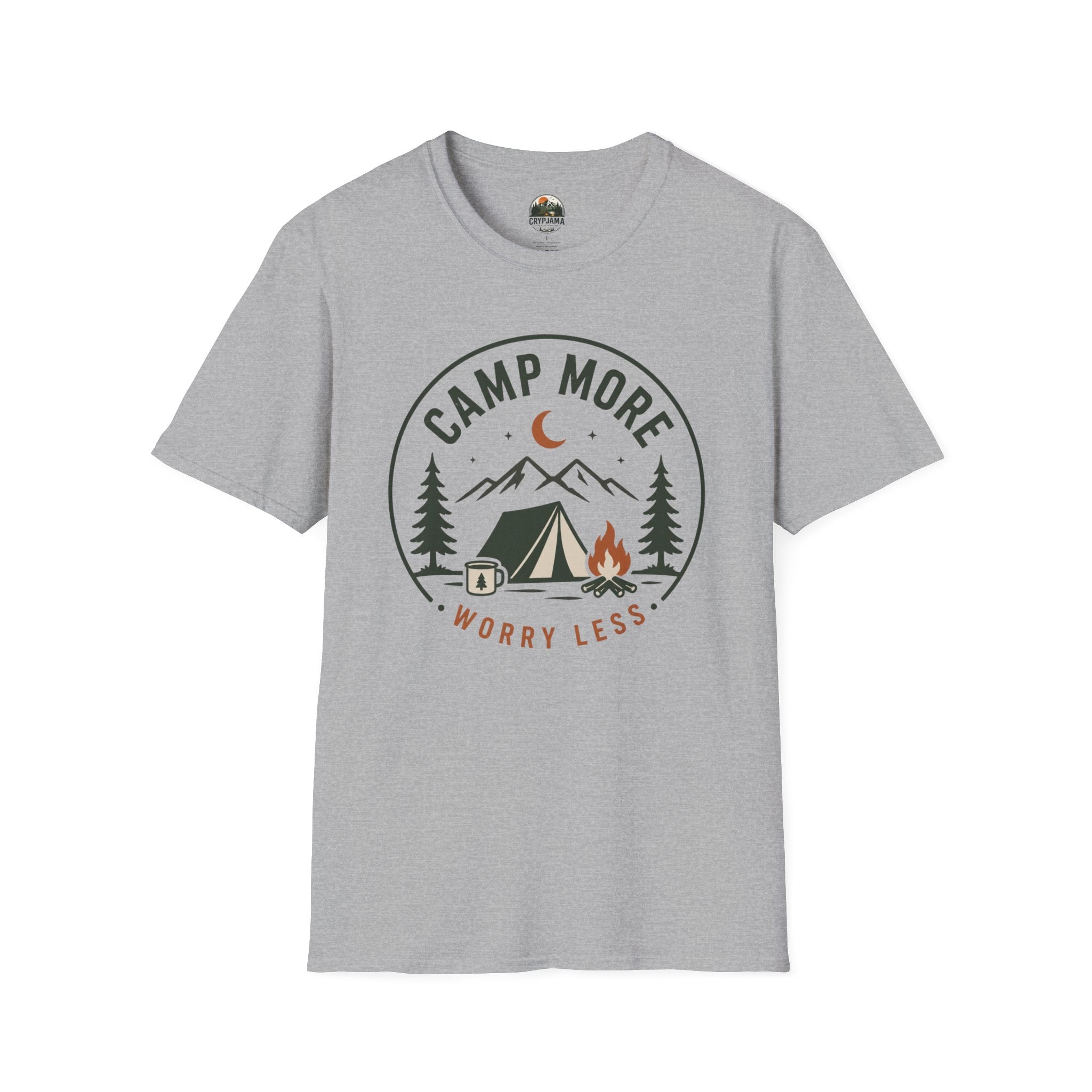 Camp More Camping T-Shirt — 'Camp More Worry Less' Outdoor Graphic Tee