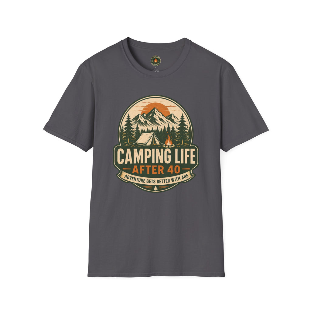 Camping Life T-Shirt — "Camping Life After 40" Vintage Mountain Camping Tee