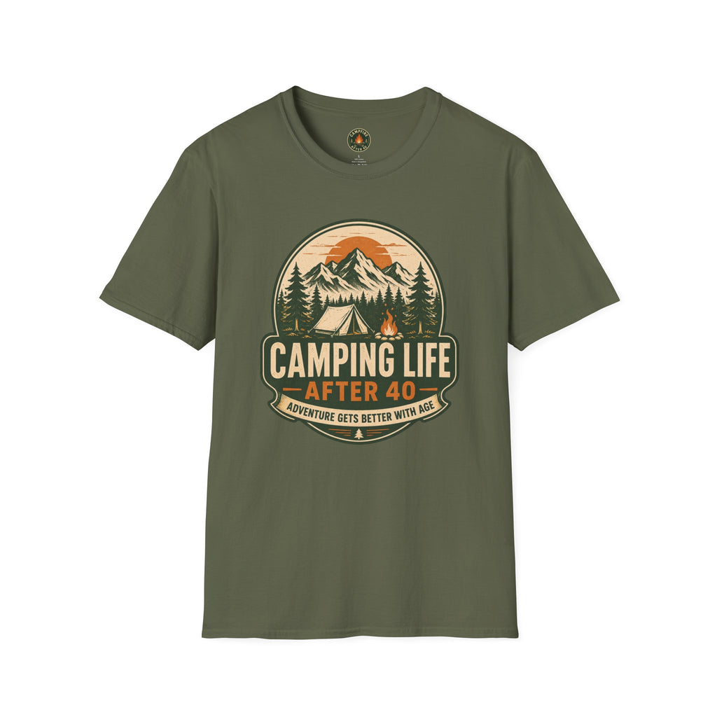 Camping Life T-Shirt — "Camping Life After 40" Vintage Mountain Camping Tee