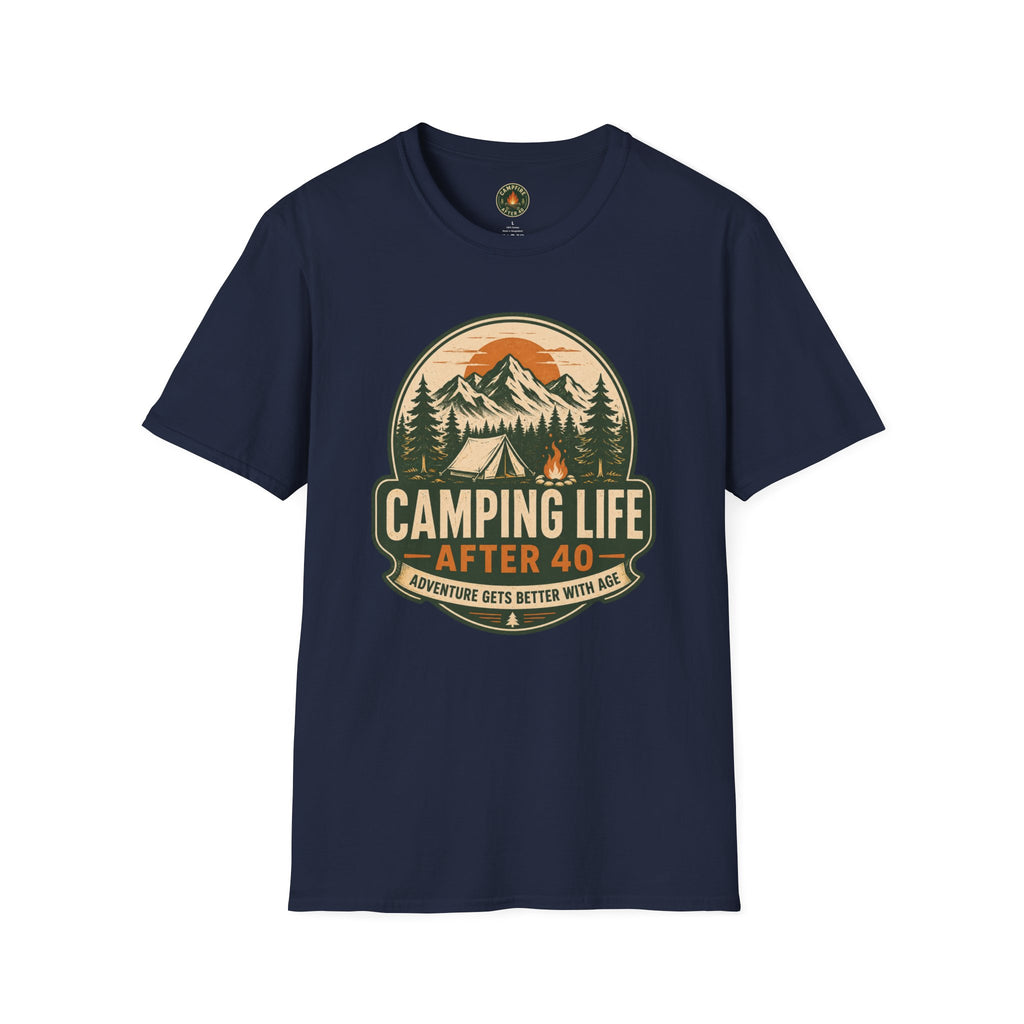 Camping Life T-Shirt — "Camping Life After 40" Vintage Mountain Camping Tee