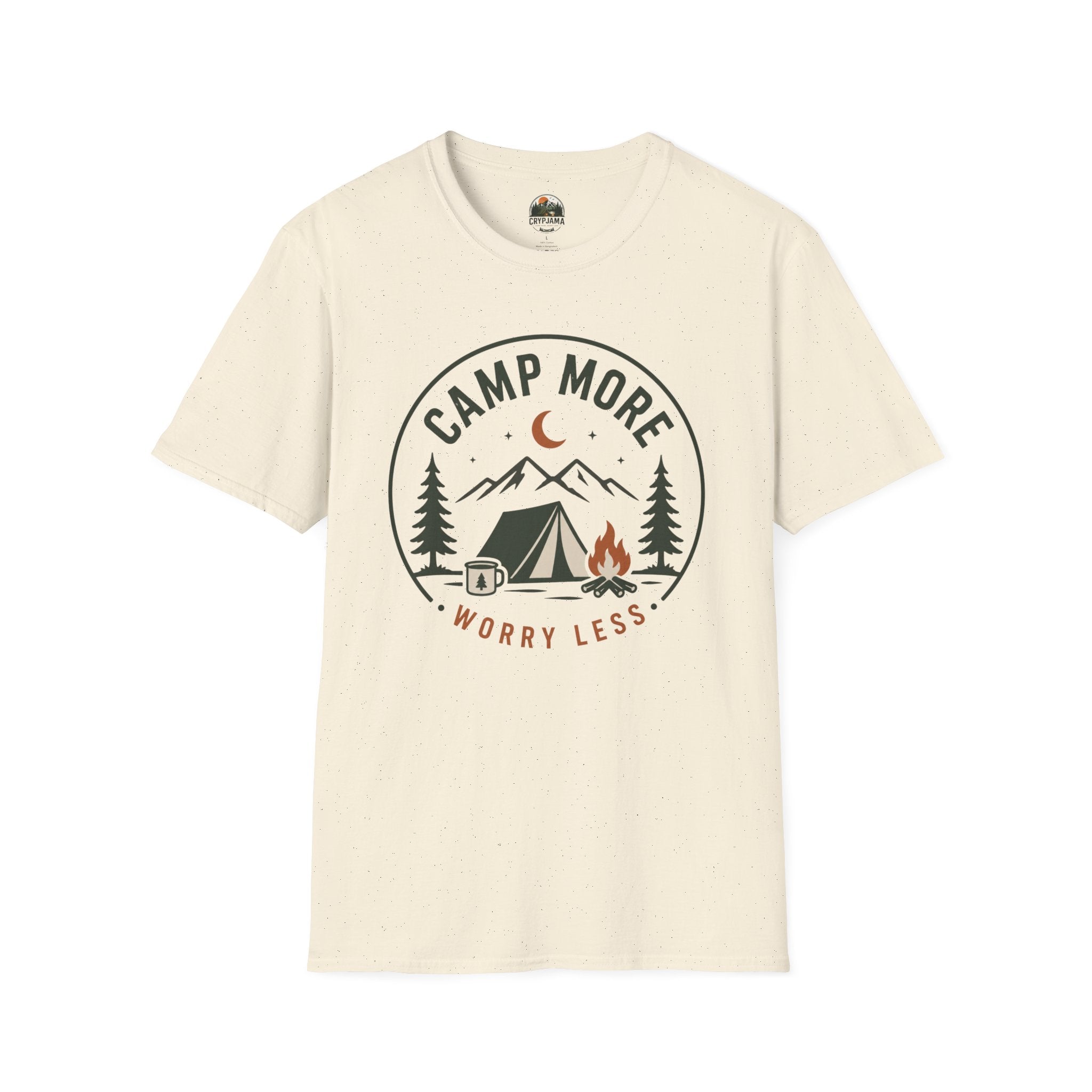 Camp More Camping T-Shirt — 'Camp More Worry Less' Outdoor Graphic Tee