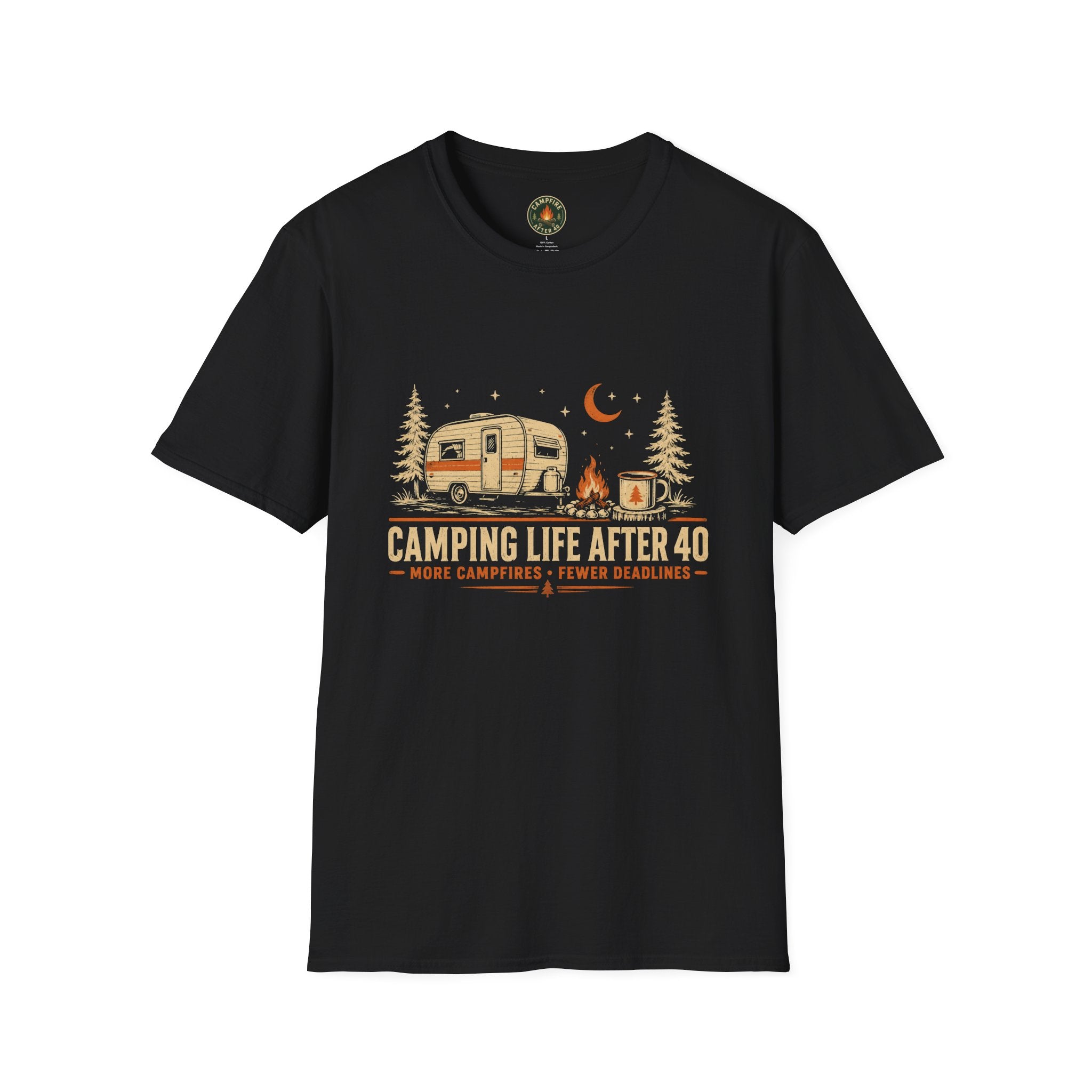 Camping Life After 40 T-Shirt — Retro Camper RV Camping Graphic Tee
