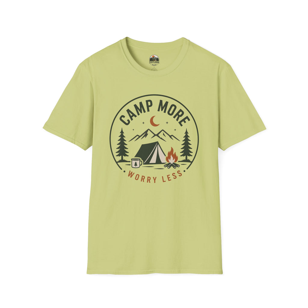 Camp More Camping T-Shirt — 'Camp More Worry Less' Outdoor Graphic Tee
