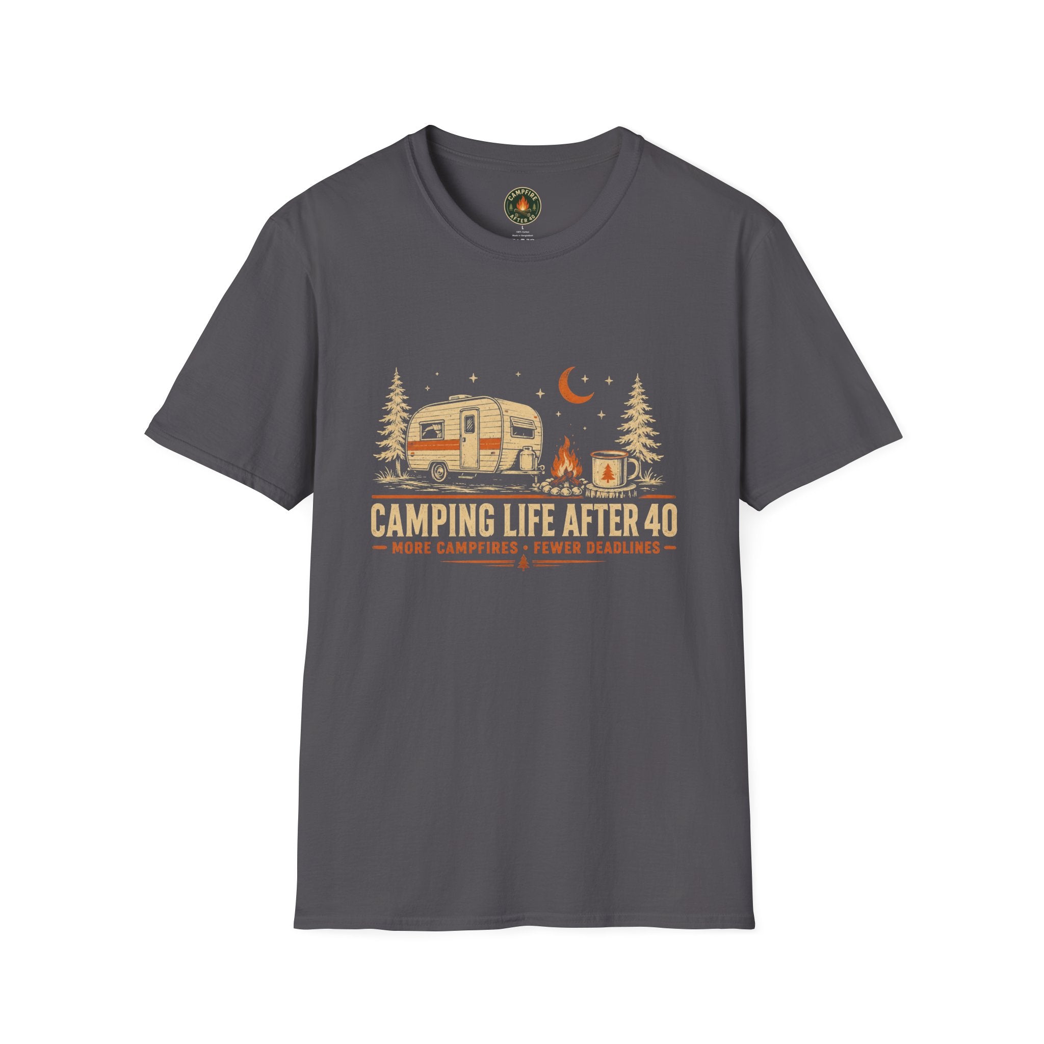Camping Life After 40 T-Shirt — Retro Camper RV Camping Graphic Tee