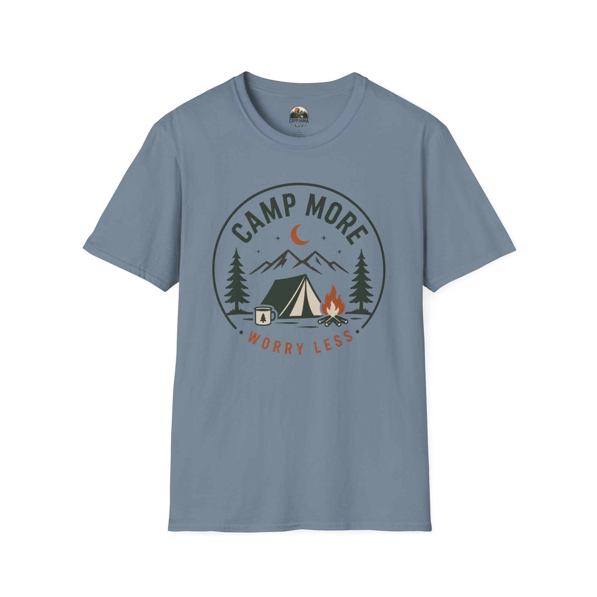 Camp More Camping T-Shirt — 'Camp More Worry Less' Outdoor Graphic Tee