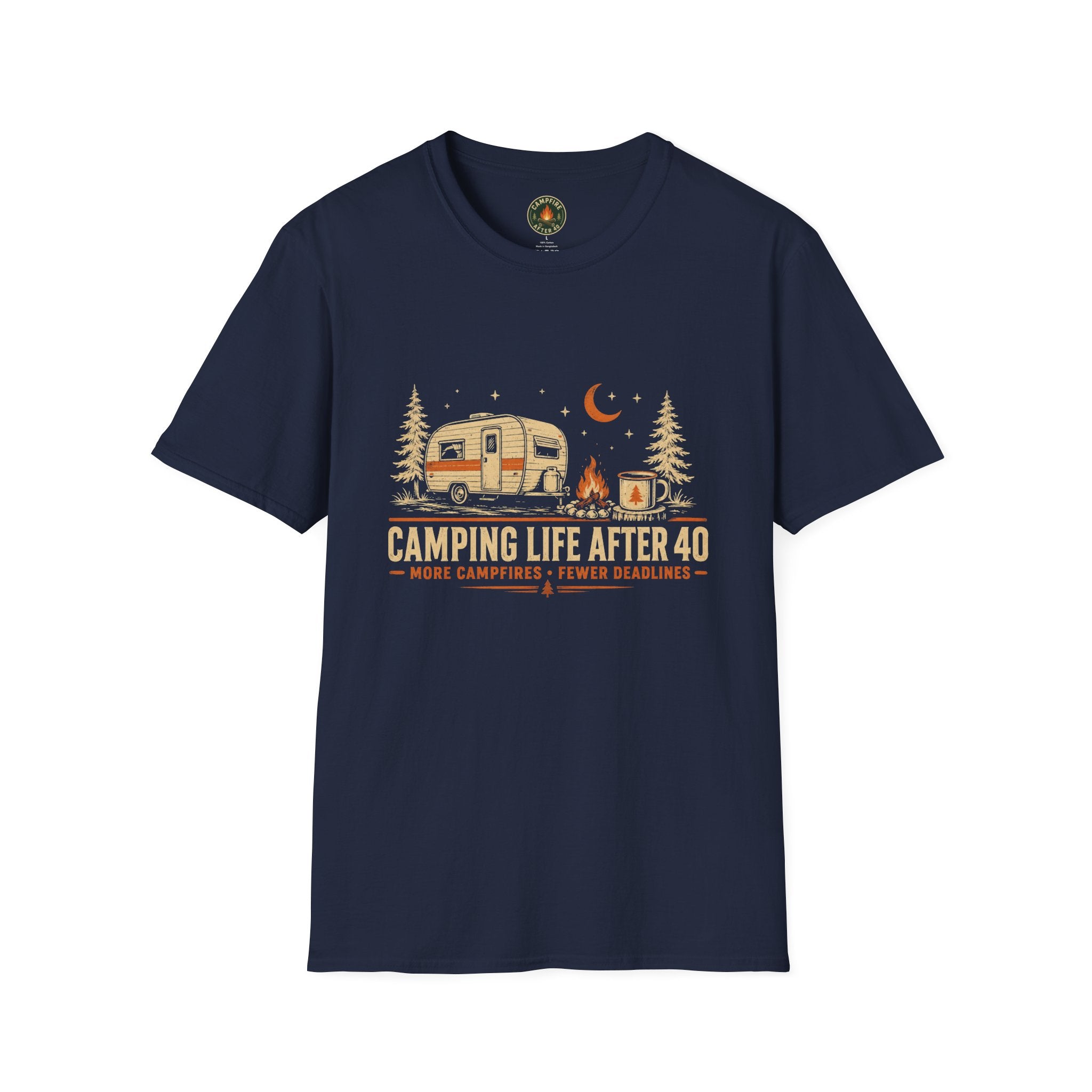 Camping Life After 40 T-Shirt — Retro Camper RV Camping Graphic Tee