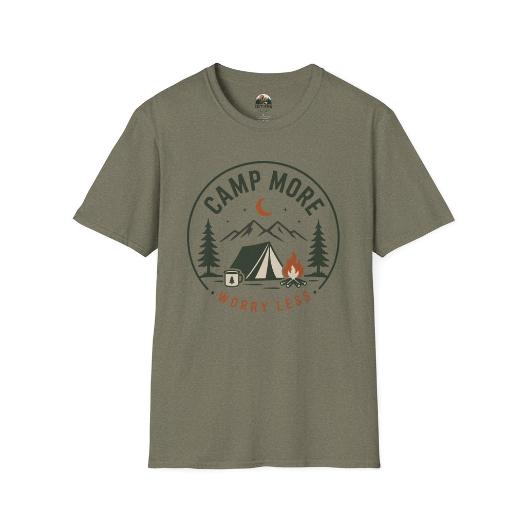 Camp More Camping T-Shirt — 'Camp More Worry Less' Outdoor Graphic Tee