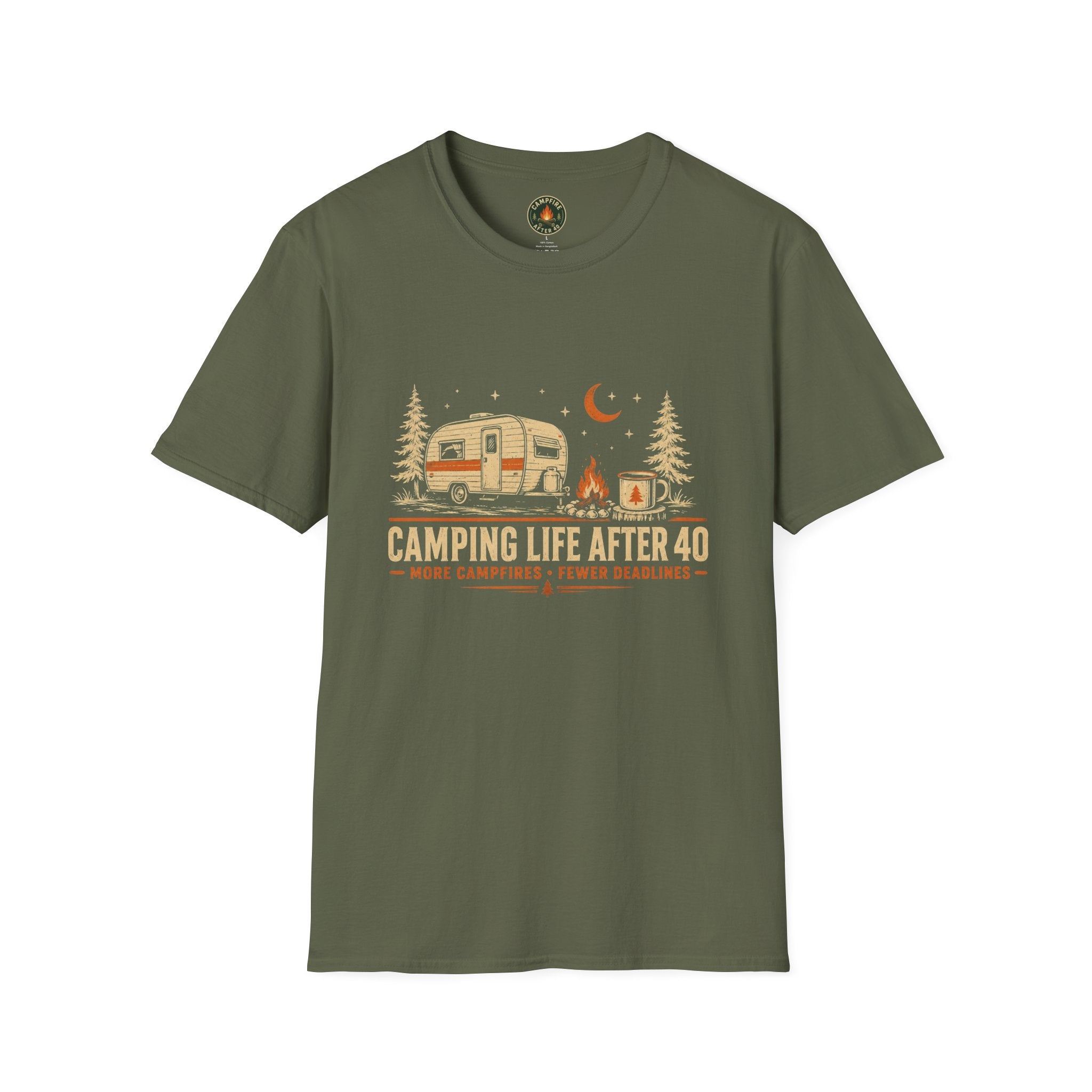 Camping Life After 40 T-Shirt — Retro Camper RV Camping Graphic Tee