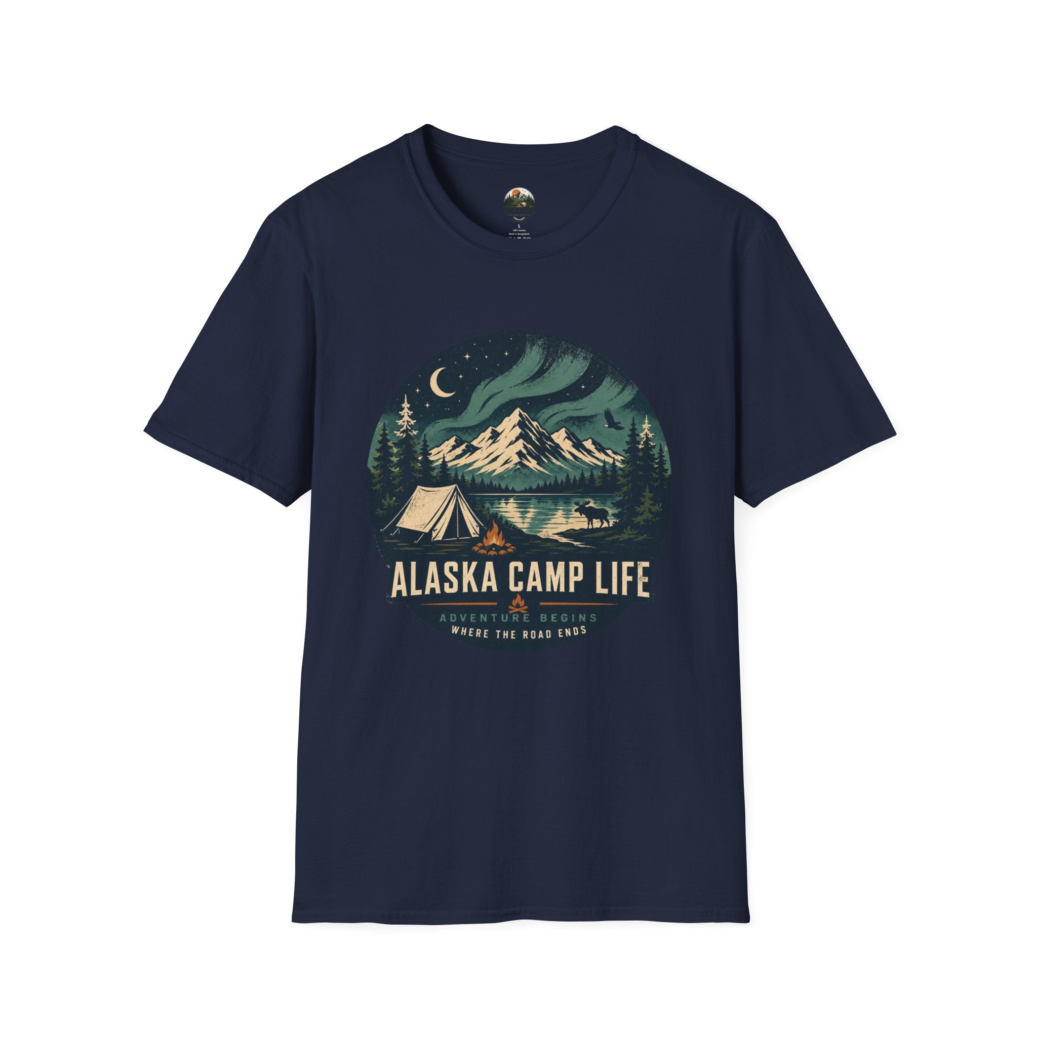 Alaska Camp Life T-Shirt — Northern Lights Mountain Camping Tee
