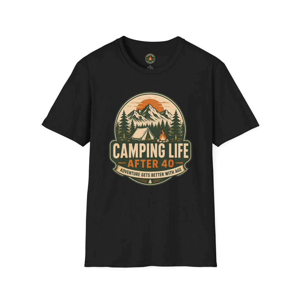 Camping Life T-Shirt — "Camping Life After 40" Vintage Mountain Camping Tee