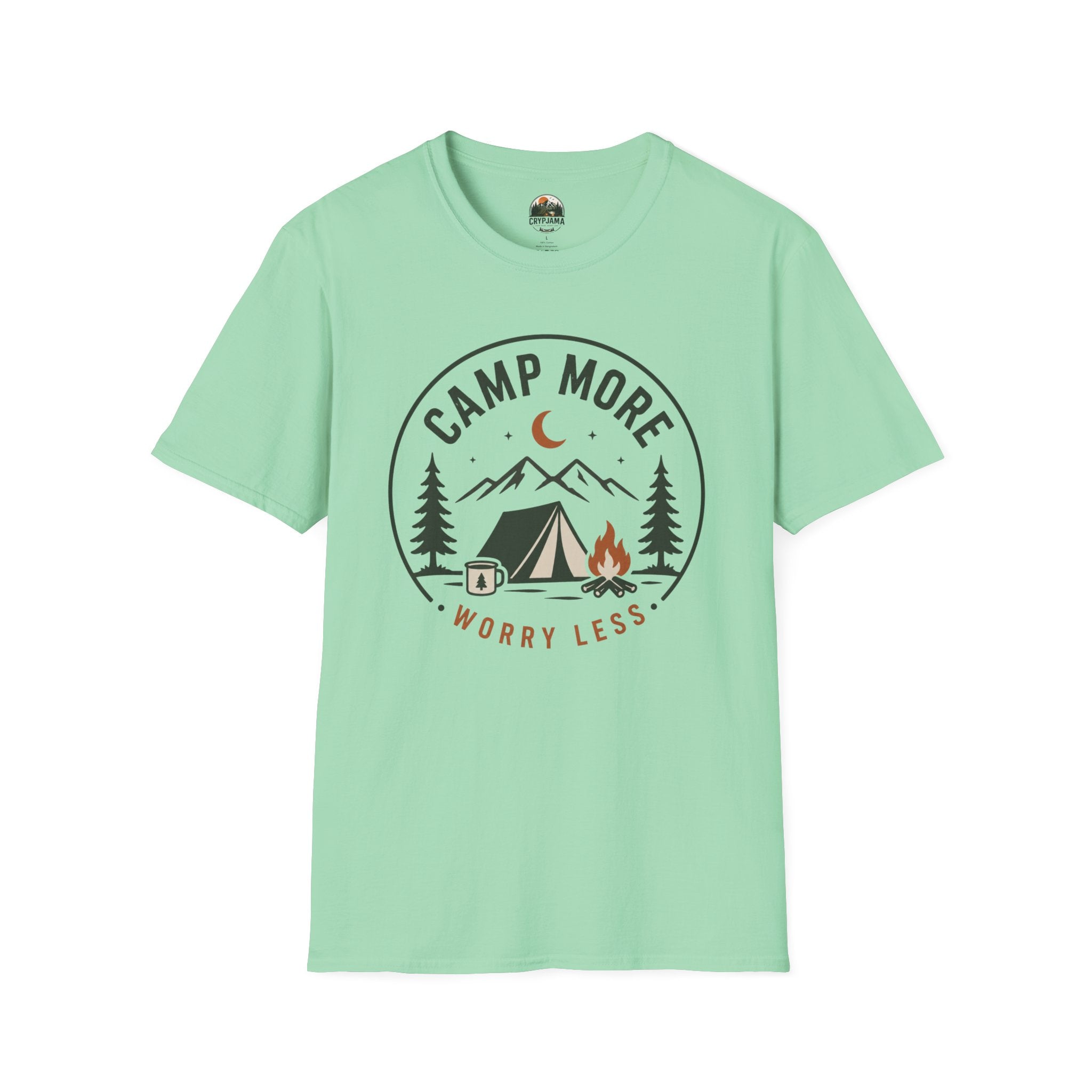 Camp More Camping T-Shirt — 'Camp More Worry Less' Outdoor Graphic Tee