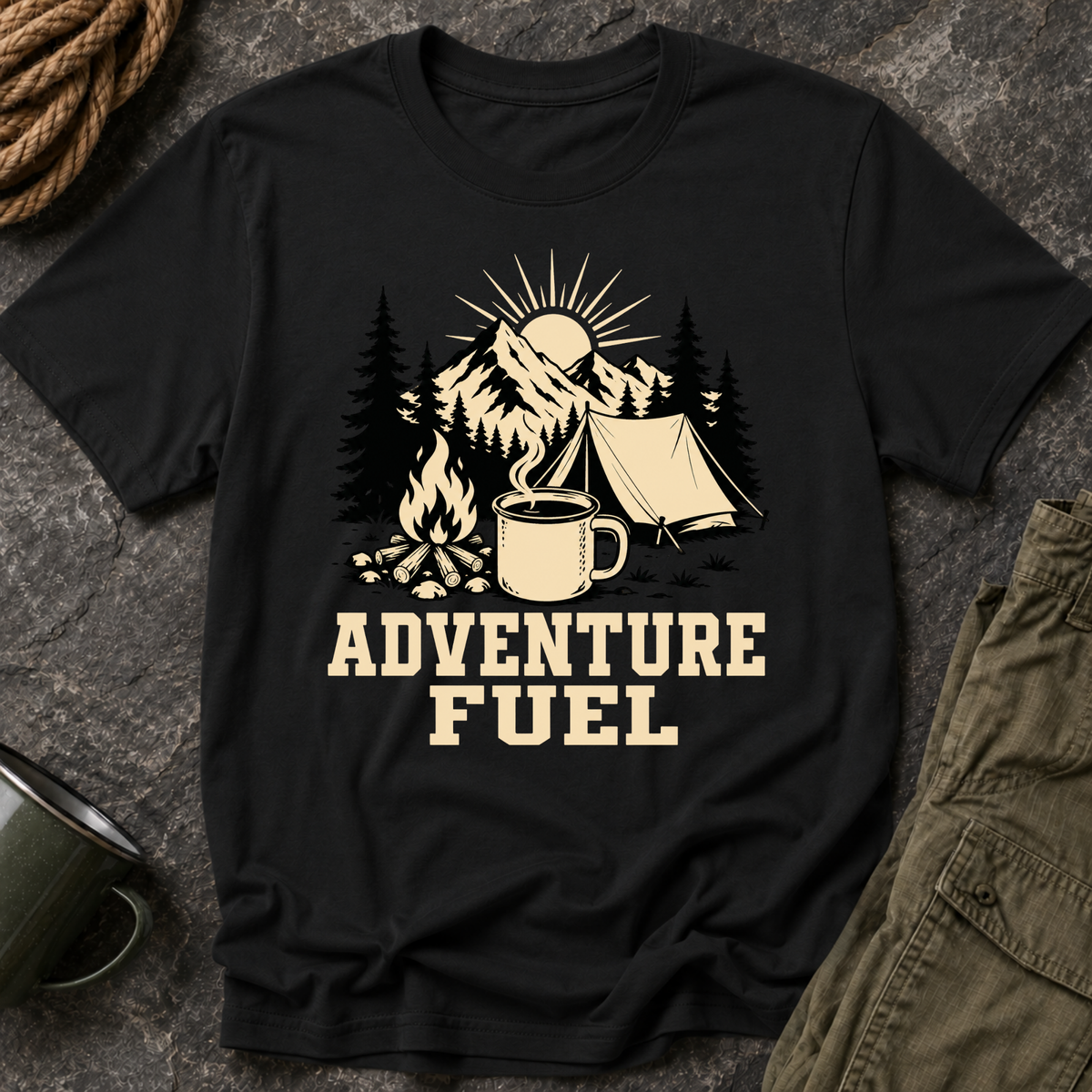 Adventure Fuel Camping  Coffee T-Shirt