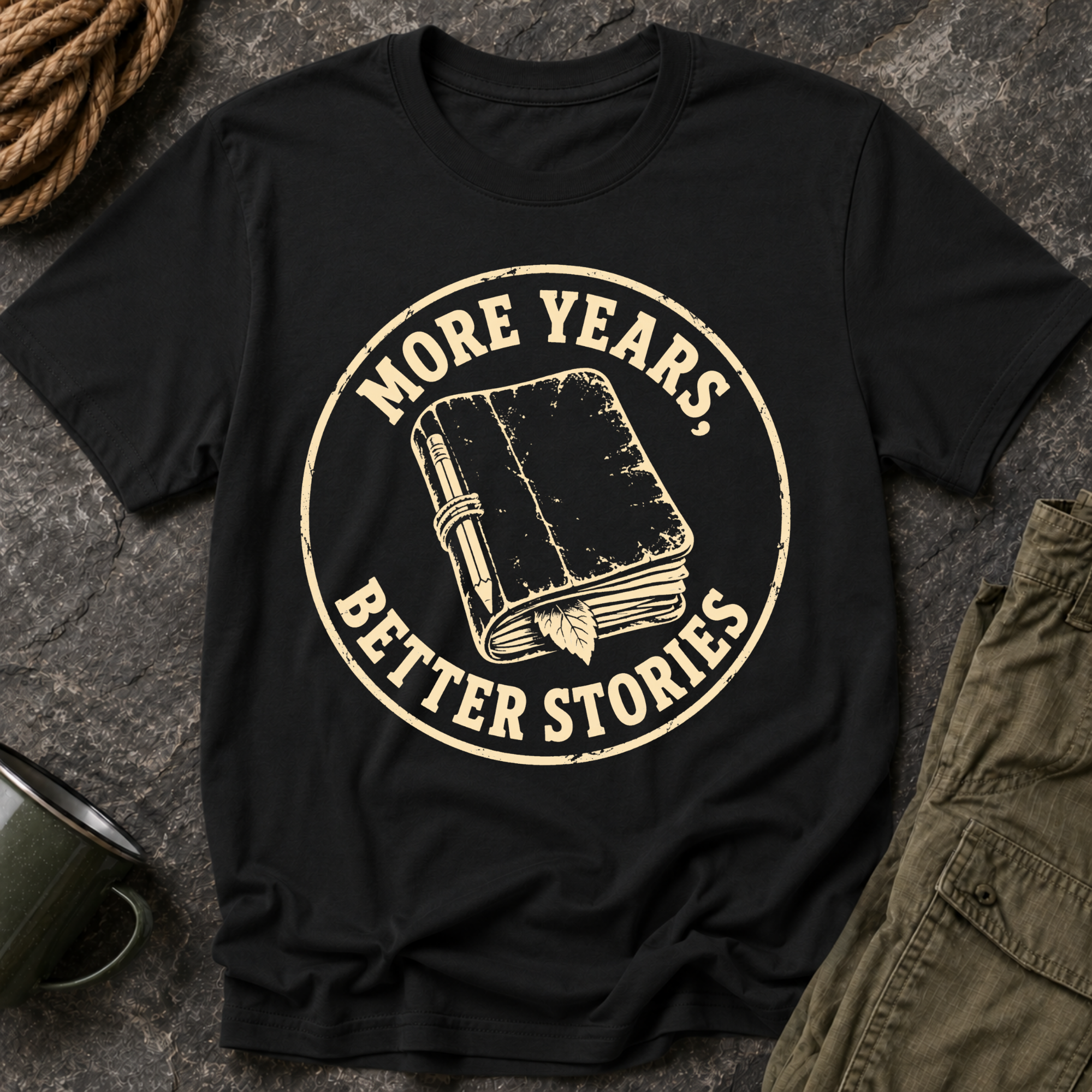 T-Shirt — "More Years, Better Stories" Vintage Book Lover Tee