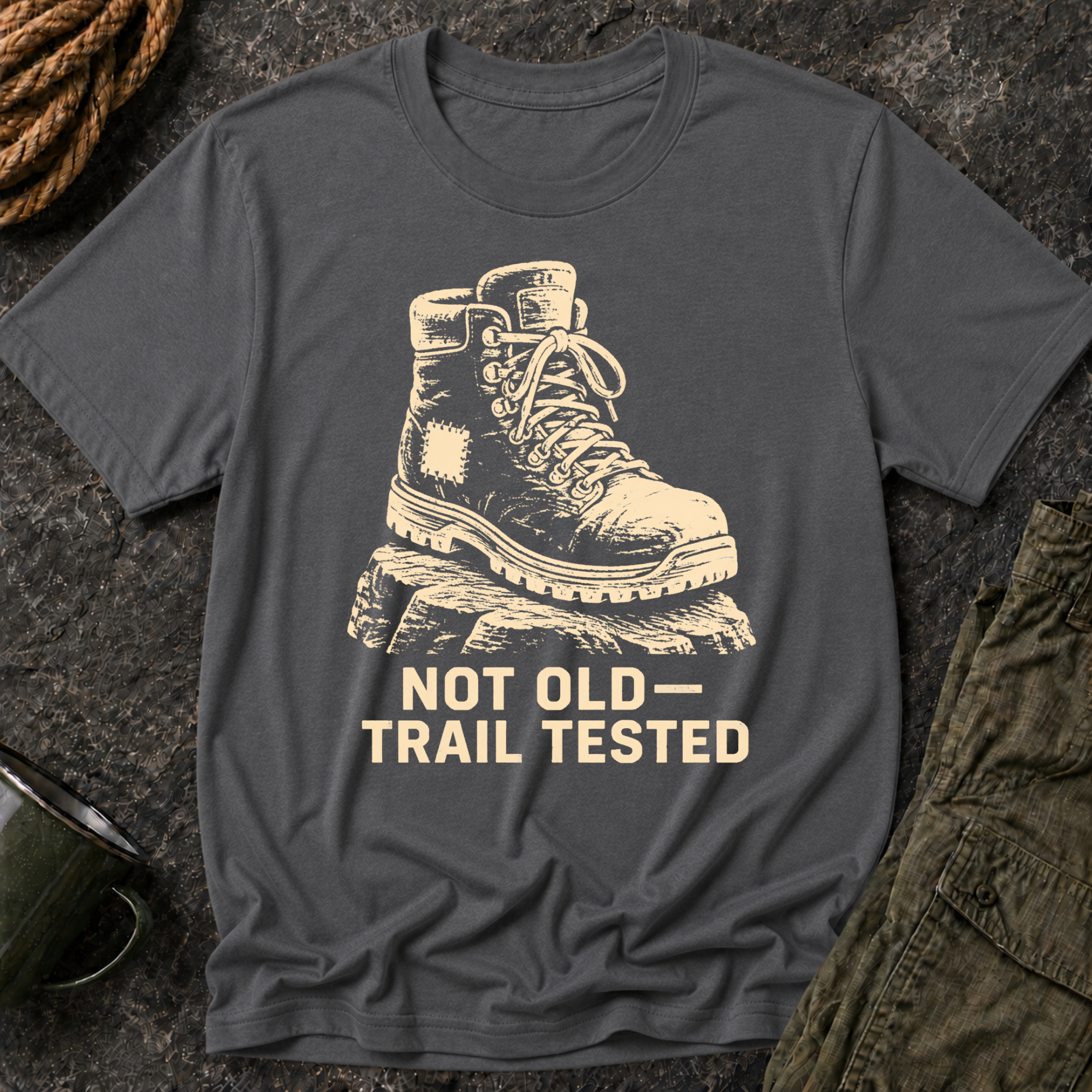 Trail Tested Hiking Tee - 'Not Old, Trail Tested' Vintage Boot Shirt