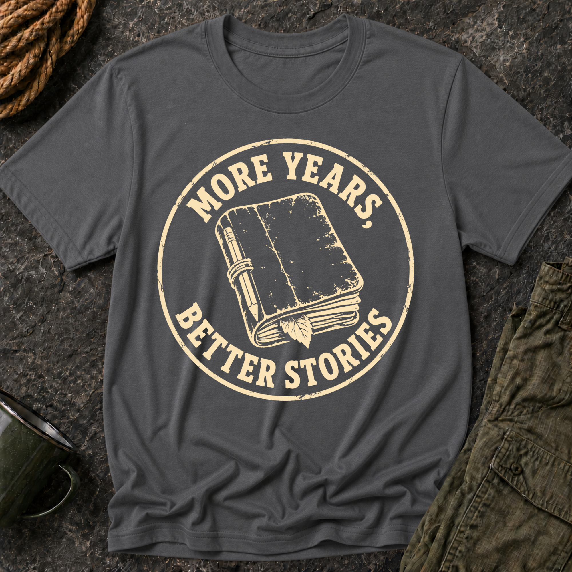 T-Shirt — "More Years, Better Stories" Vintage Book Lover Tee