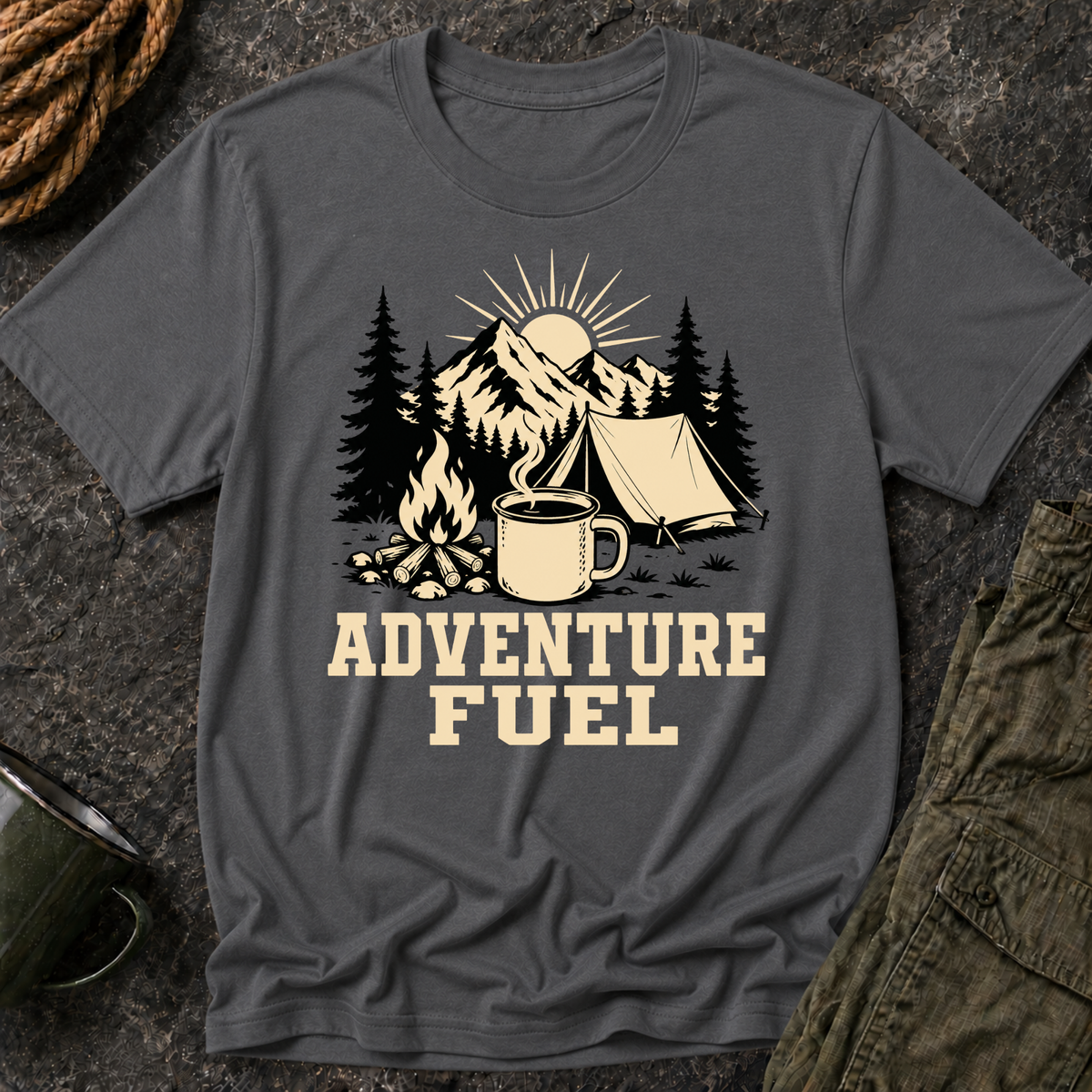 Adventure Fuel Camping  Coffee T-Shirt