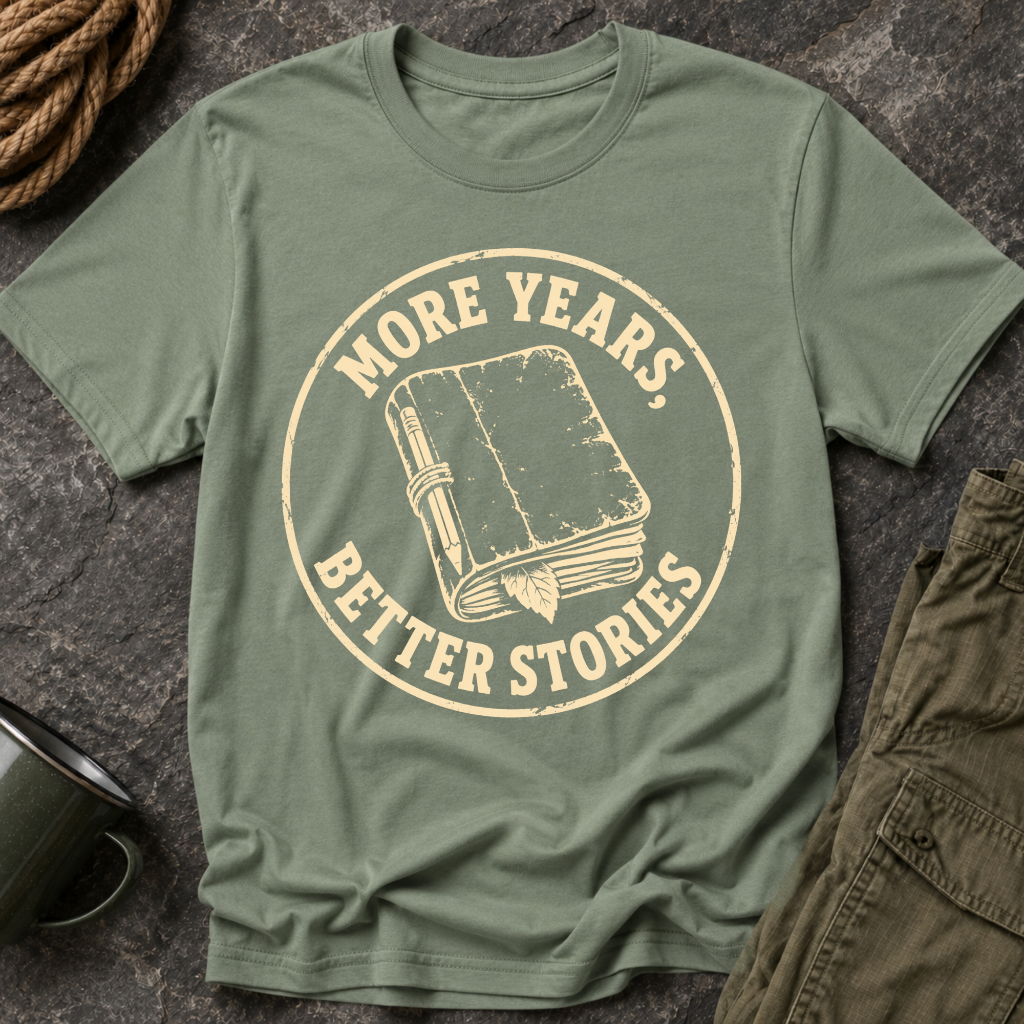 T-Shirt — "More Years, Better Stories" Vintage Book Lover Tee