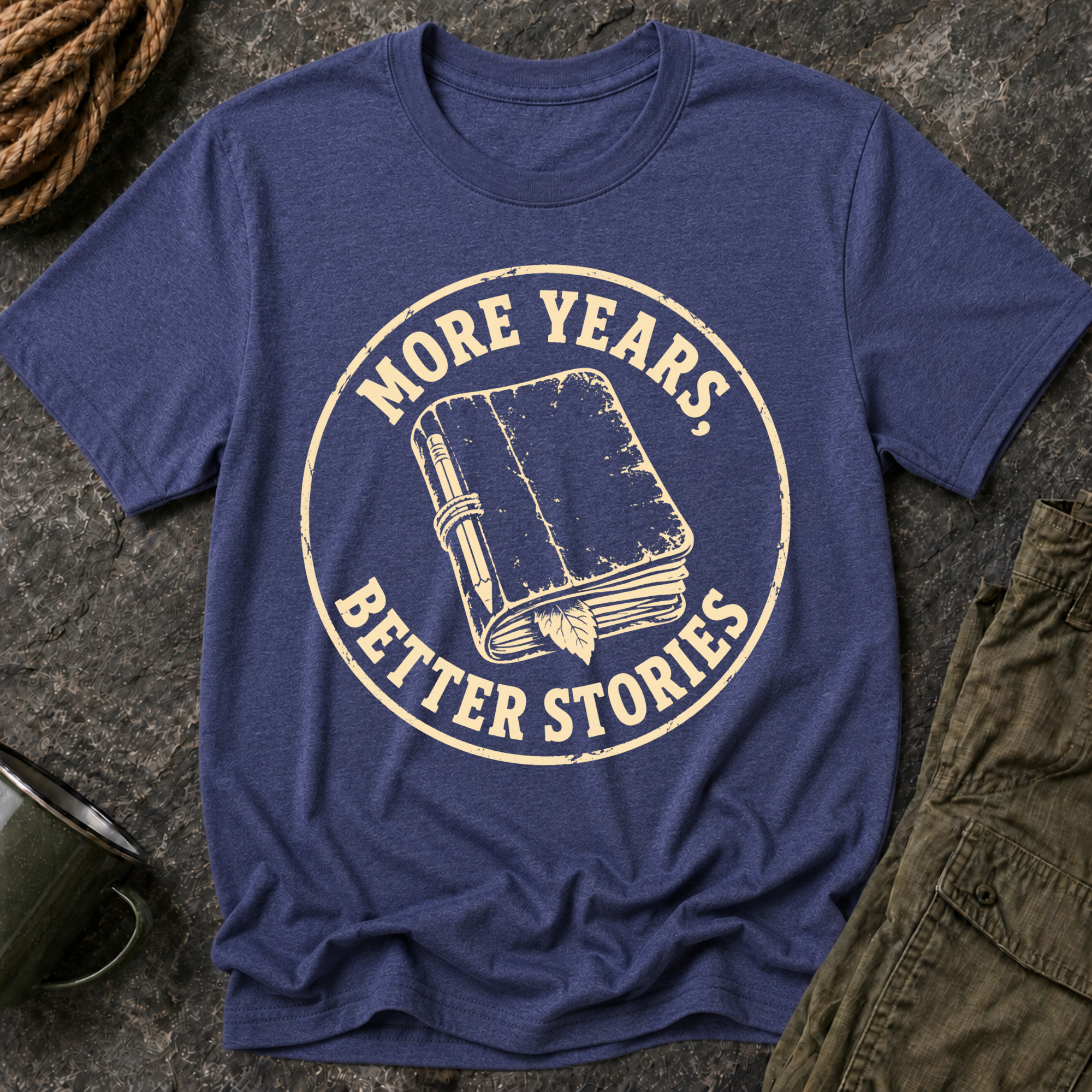 T-Shirt — "More Years, Better Stories" Vintage Book Lover Tee