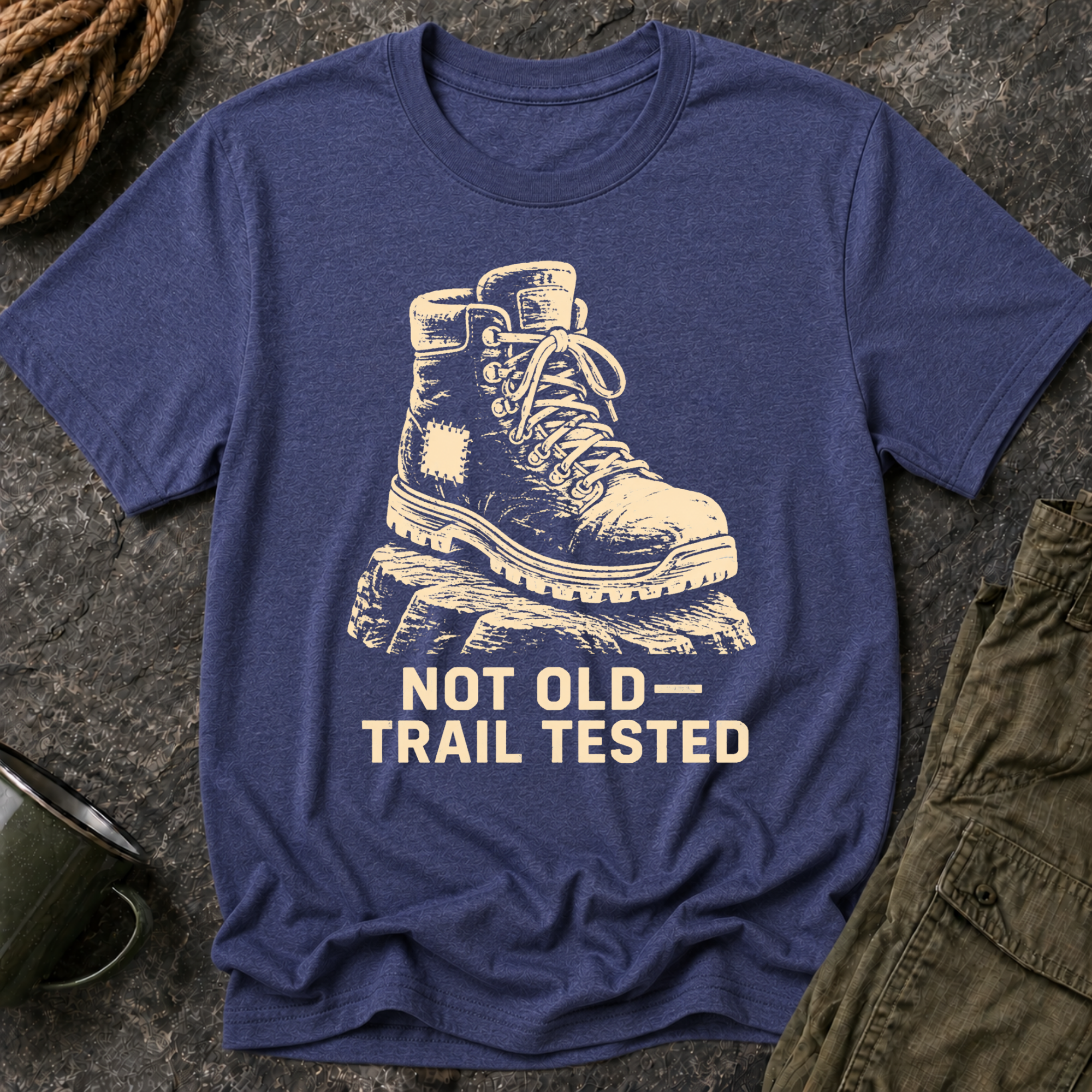 Trail Tested Hiking Tee - 'Not Old, Trail Tested' Vintage Boot Shirt