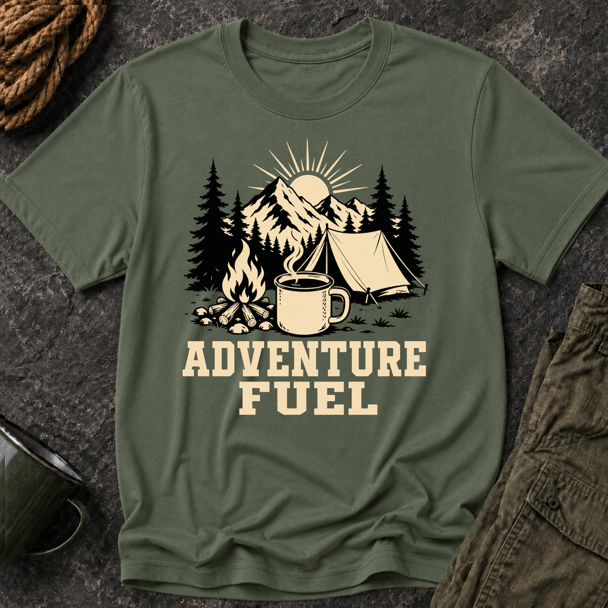 Adventure Fuel Camping  Coffee T-Shirt
