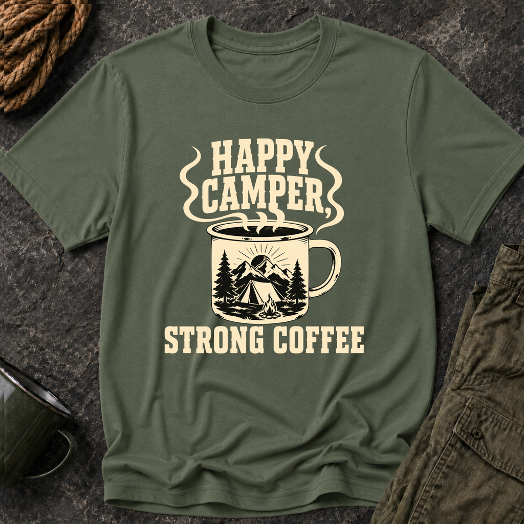 Happy Camper Strong Coffee T-Shirt