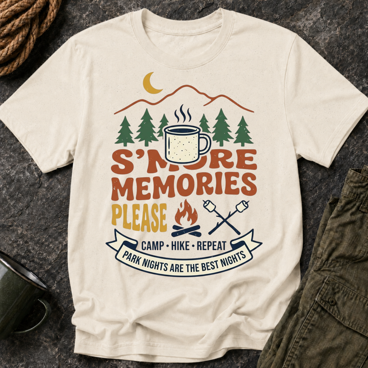 S'more Memories Camping T-Shirt — Retro Campfire Graphic Tee