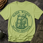 T-Shirt — "Older. Wilder. Better Equipped." Adventure Backpack Graphic