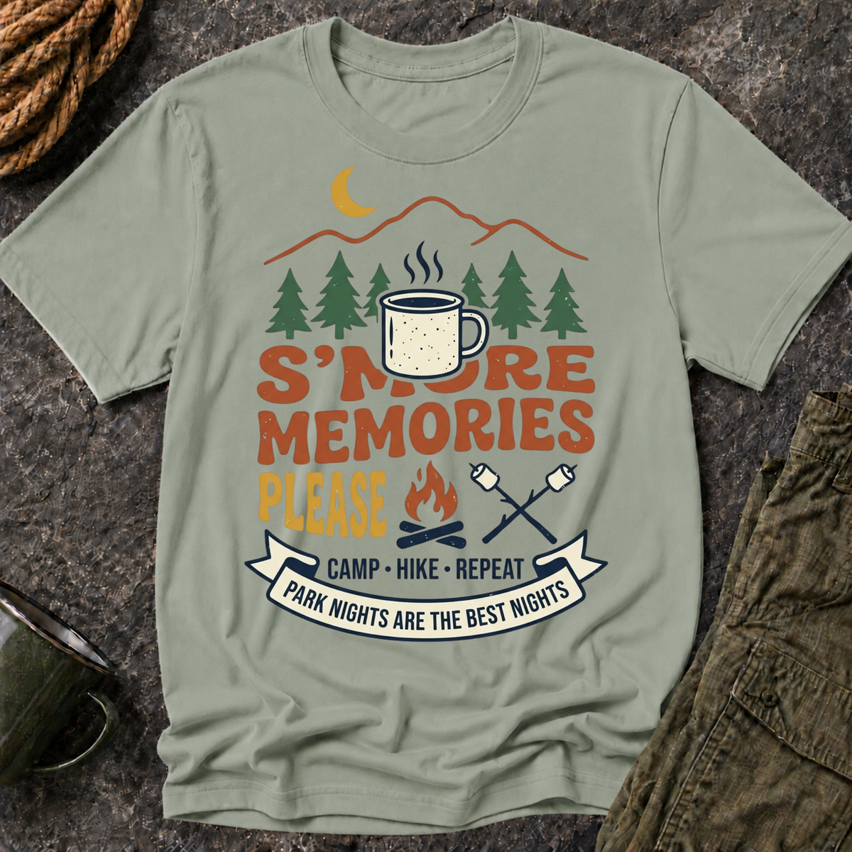 S'more Memories Camping T-Shirt — Retro Campfire Graphic Tee