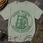 T-Shirt — "Older. Wilder. Better Equipped." Adventure Backpack Graphic