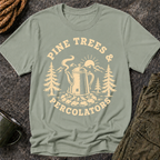 Pine Trees & Percolators Coffee Camping T-Shirt