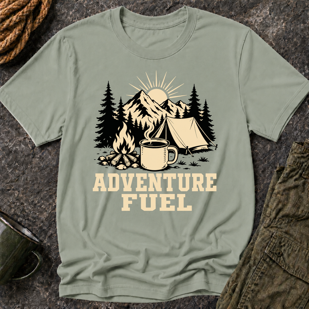 Adventure Fuel Camping  Coffee T-Shirt