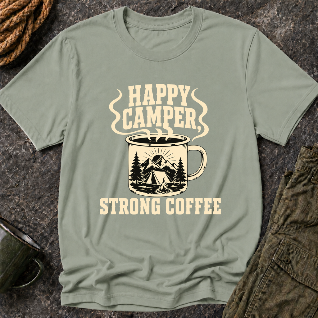 Happy Camper Strong Coffee T-Shirt