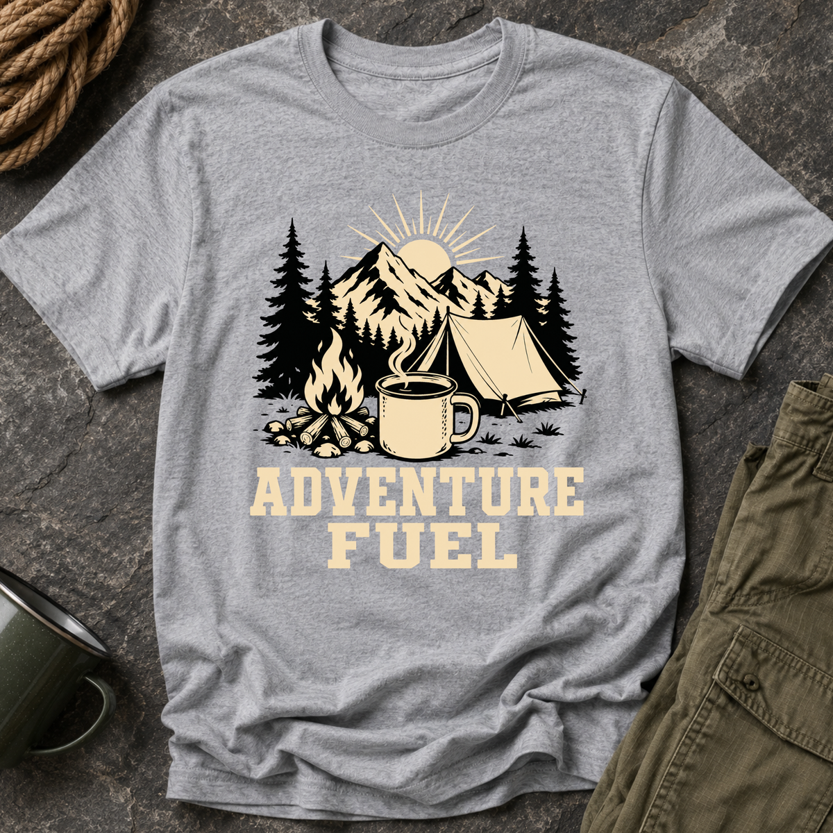 Adventure Fuel Camping  Coffee T-Shirt
