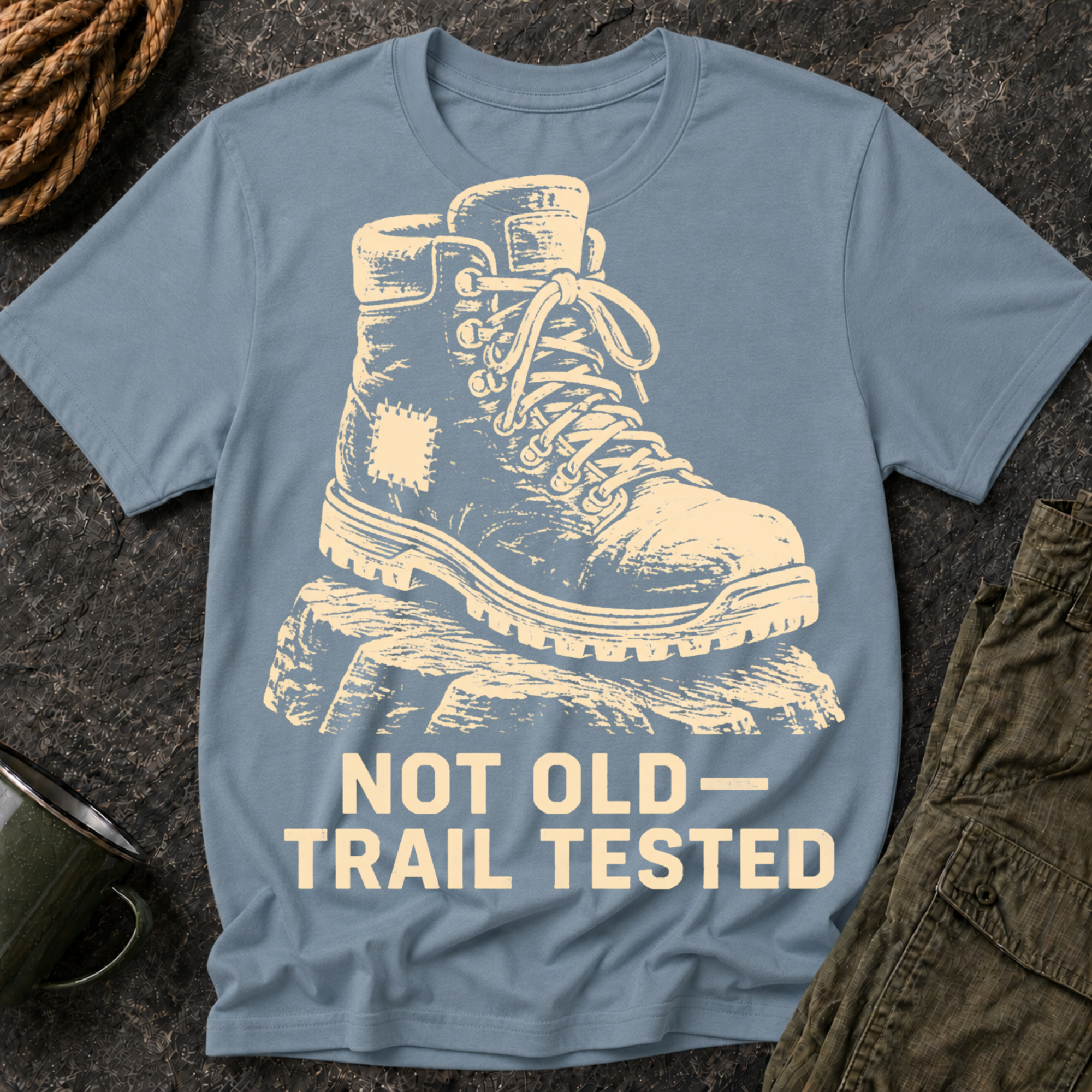 Trail Tested Hiking Tee - 'Not Old, Trail Tested' Vintage Boot Shirt