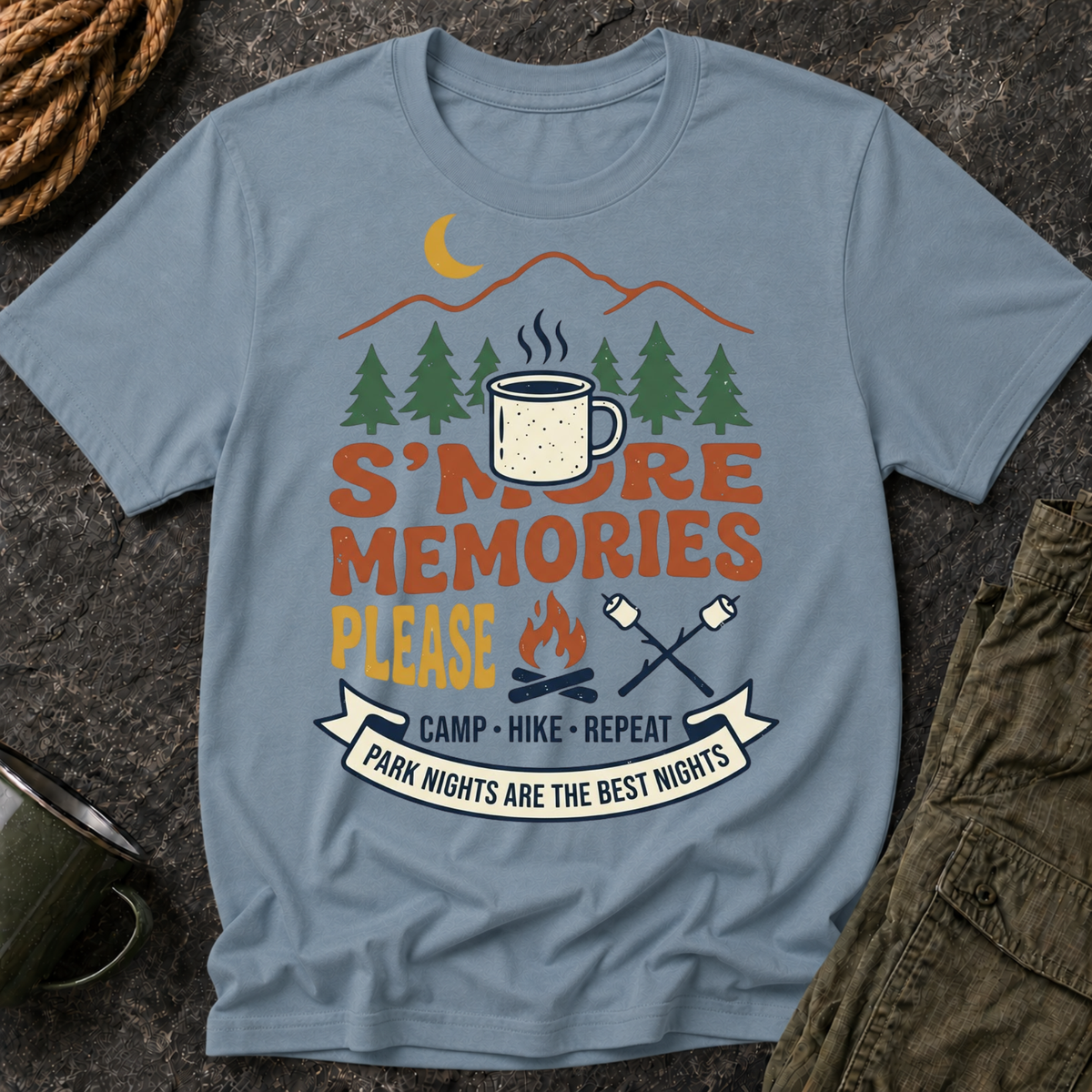 S'more Memories Camping T-Shirt — Retro Campfire Graphic Tee