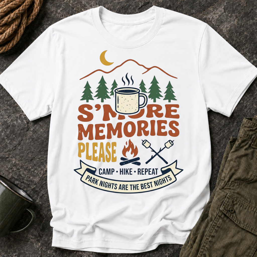 S'more Memories Camping T-Shirt — Retro Campfire Graphic Tee